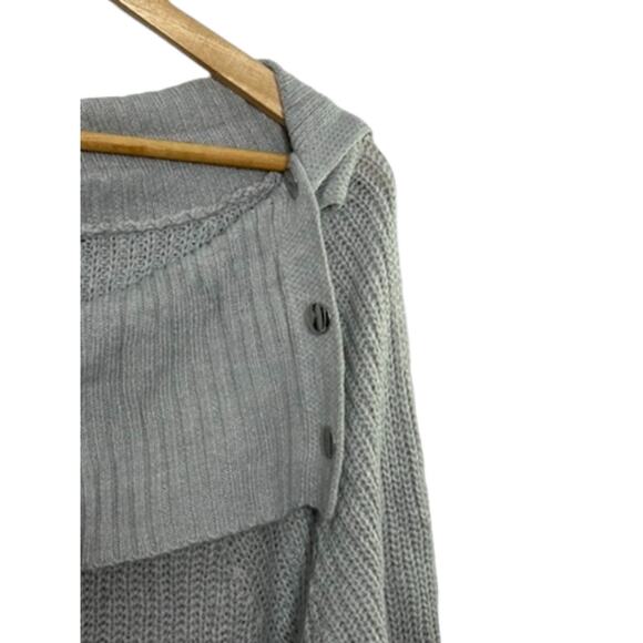 89th + Madison Gray Oversized Cowlneck Side Snap Knit Sweater Women's XL - Picture 5 of 8